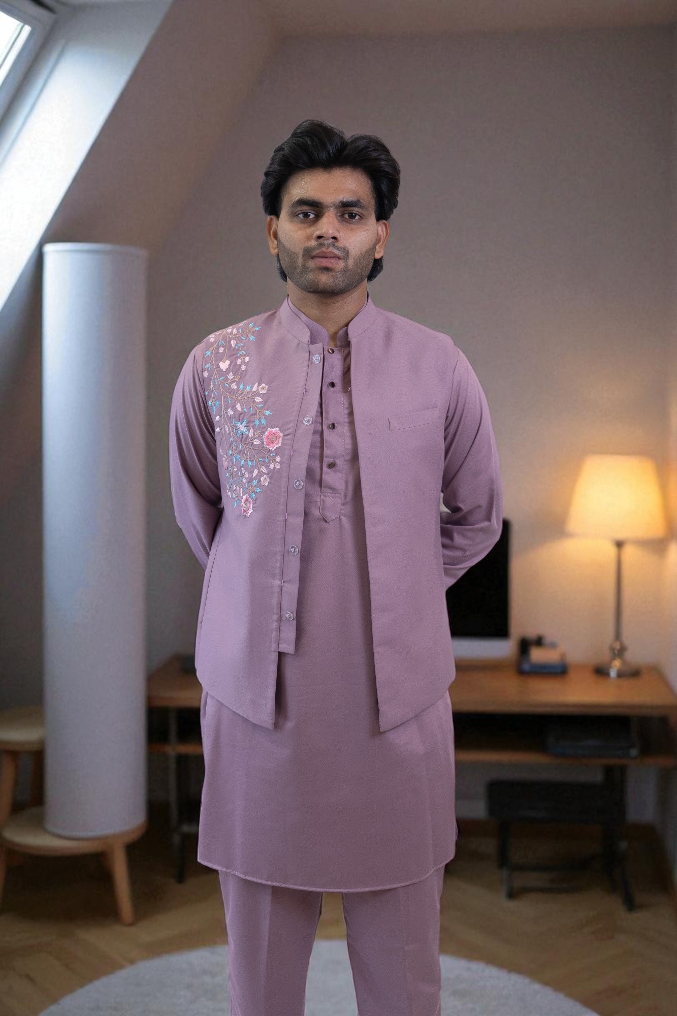 Modern Kurta Pajama with Jacket for Wedding