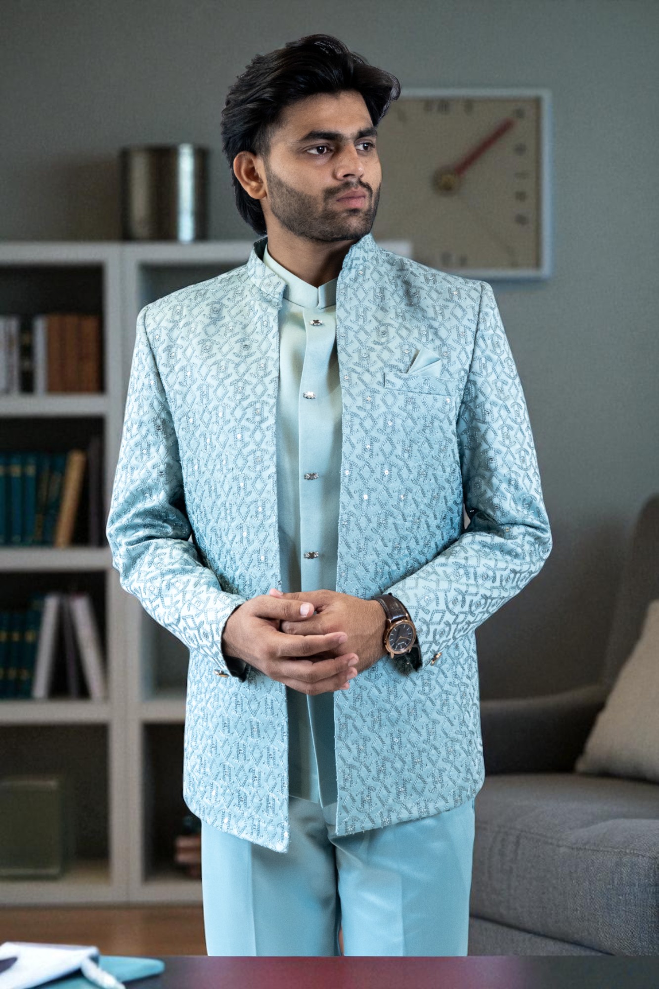 Sequin Design Jodhpuri Suit for men