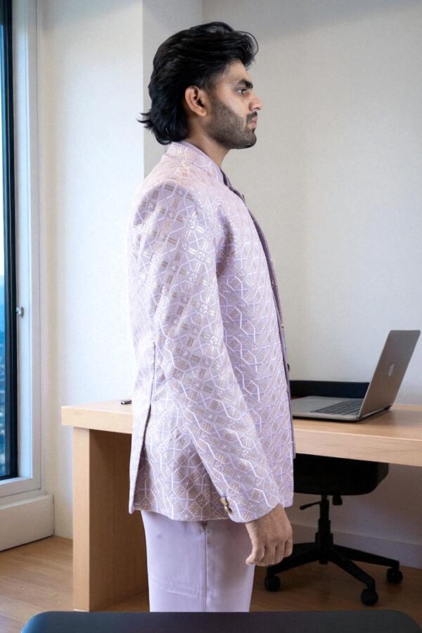 Jodhpuri Suit crafted from premium suiting fabric with a self-printed design - Image 2