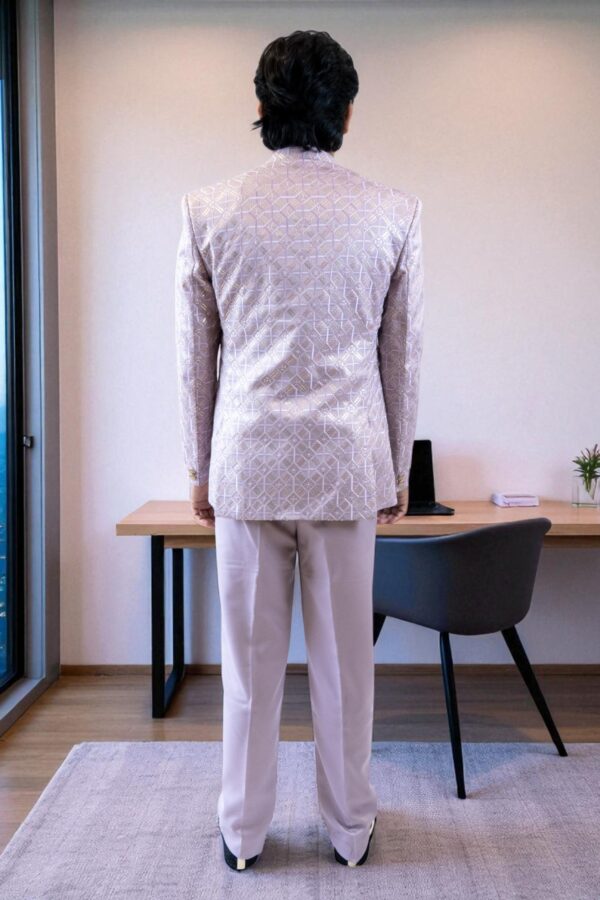 Jodhpuri Suit crafted from premium suiting fabric with a self-printed design - Image 3