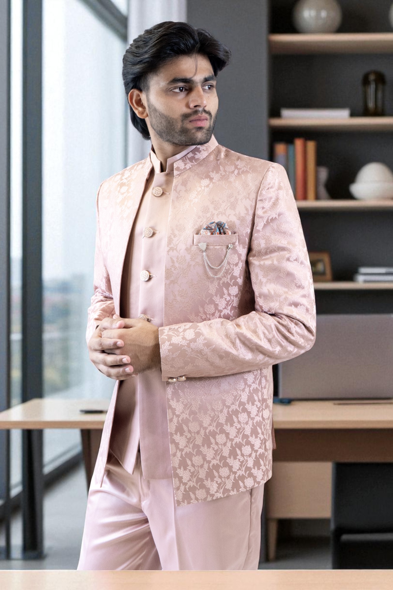 Peach Jodhpuri Suit for men