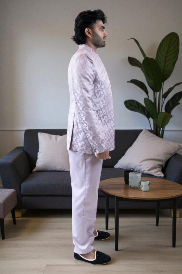 Lavender Self-Printed Jodhpuri Suit - Image 3