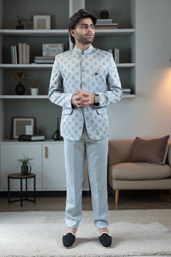 Grey Jodhpuri Bandhgala Suit for Weddings - Image 6