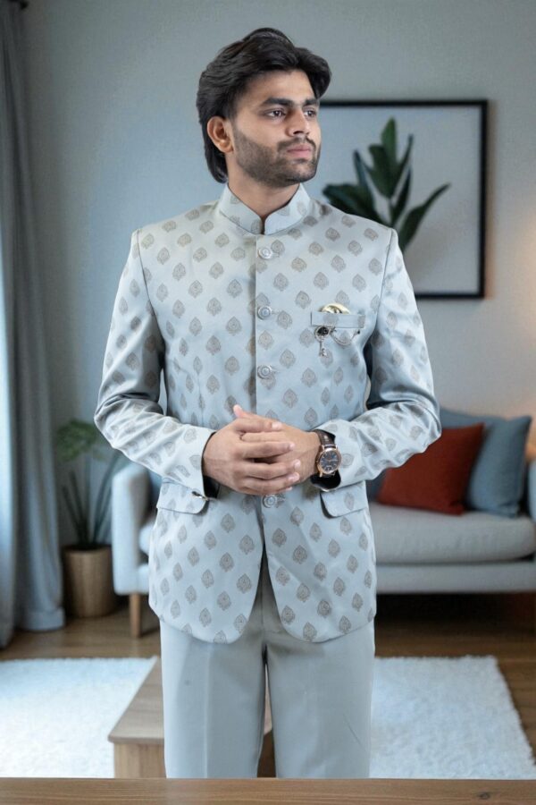 Grey Jodhpuri Bandhgala Suit for Weddings