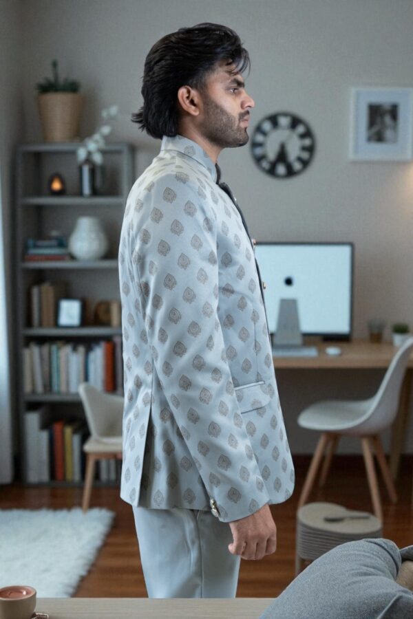 Grey Jodhpuri Bandhgala Suit for Weddings - Image 5