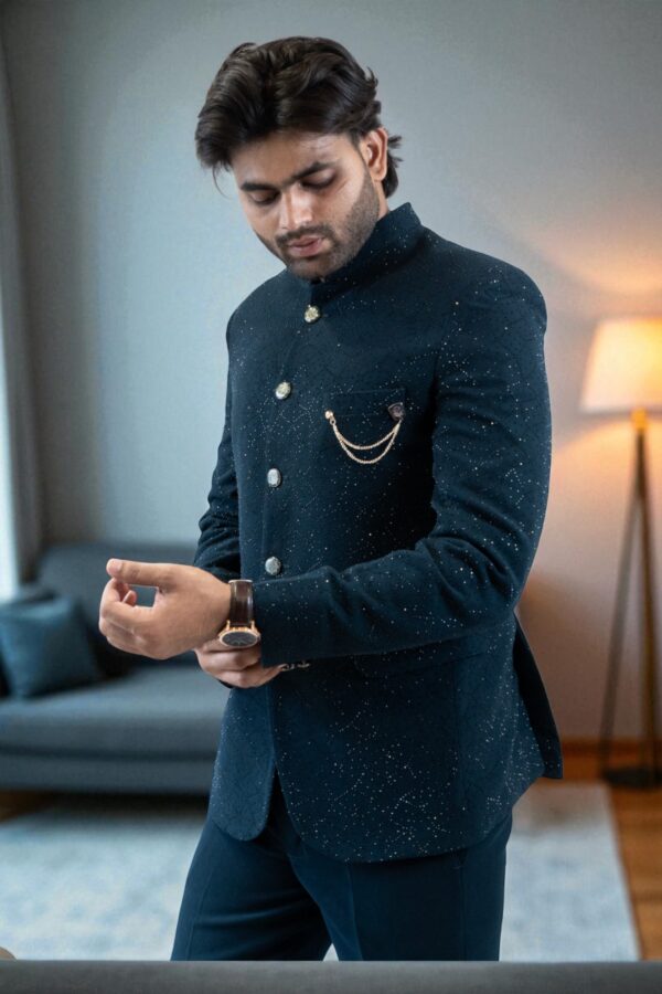 Bottle Green Jodhpuri Bandhgala Suit for Men - Image 3