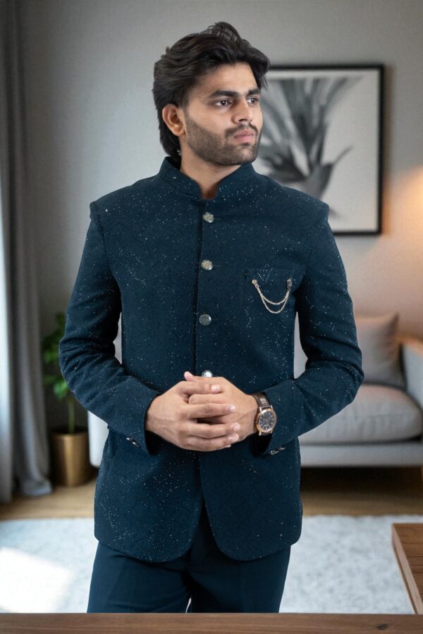 Bottle Green Jodhpuri Bandhgala Suit for Men
