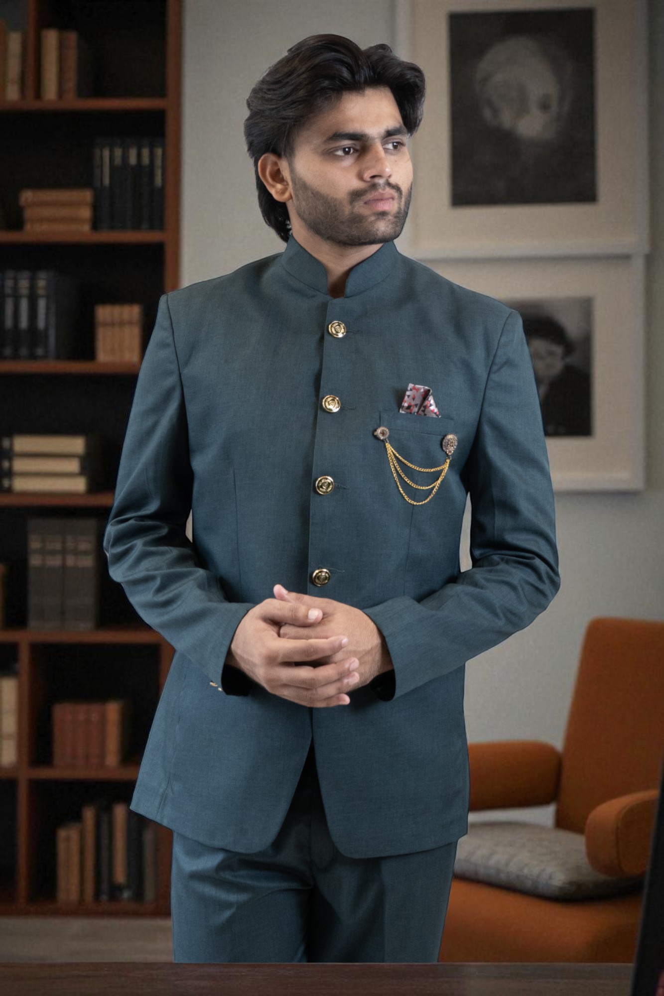B Green Jodhpuri Suit