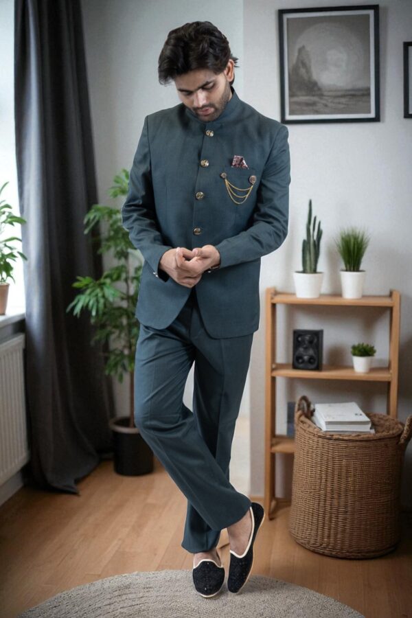 B Green Jodhpuri Suit - Image 2