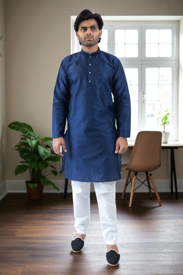 Blue Banarasi Silk Kurta Pajama for men - Image 5