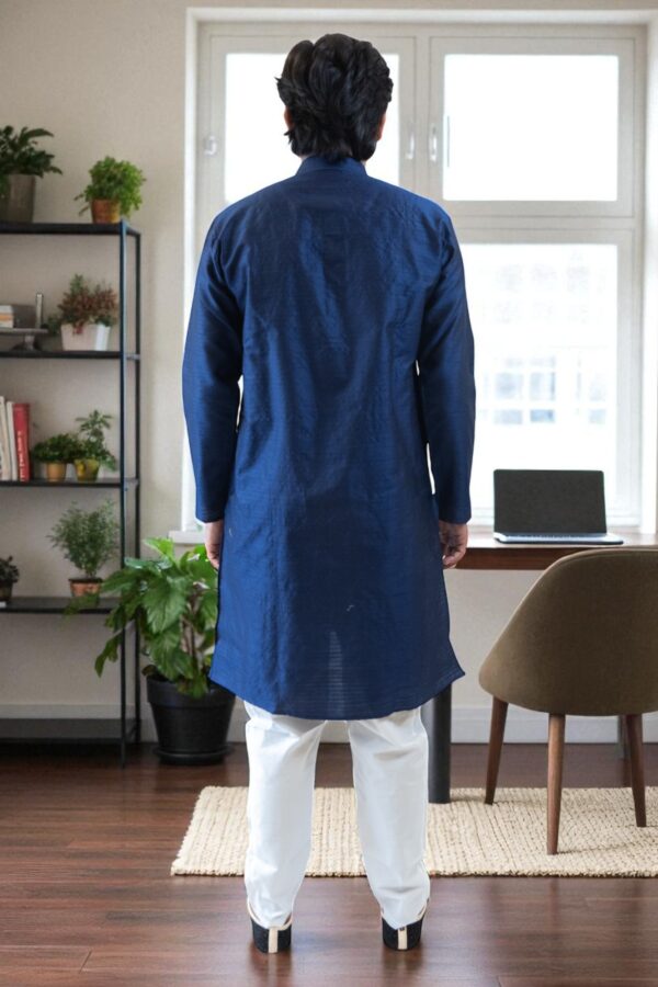 Blue Banarasi Silk Kurta Pajama for men - Image 4