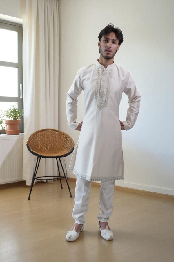 Embroidered Indo Western for men made from suiting fabric - Image 3