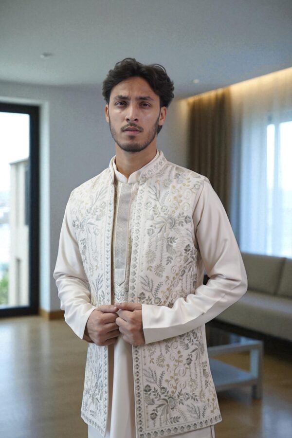 Embroidered Indo Western for men made from suiting fabric