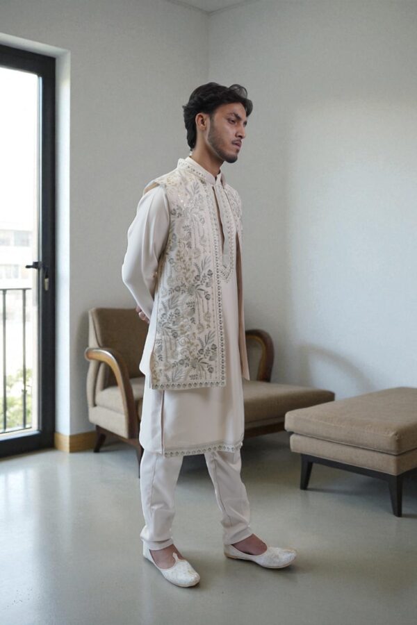 Embroidered Indo Western for men made from suiting fabric - Image 5