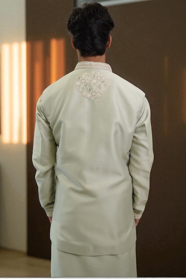 Olive Hand Embroidered Indo-Western Set - Image 6