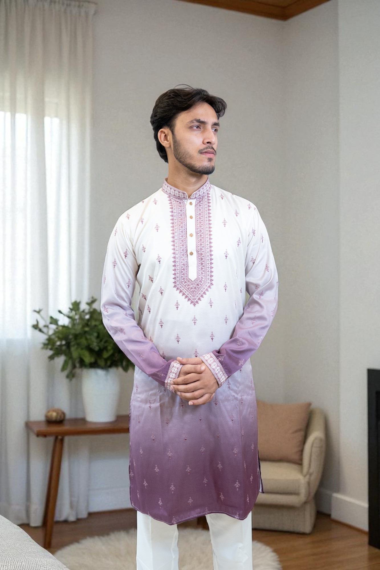 Spring Lilac Ombre Kurta Set