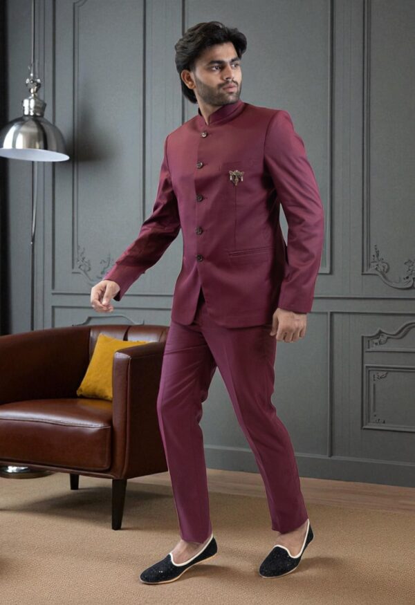 Mahroon Jodhpuri Suit - Image 2