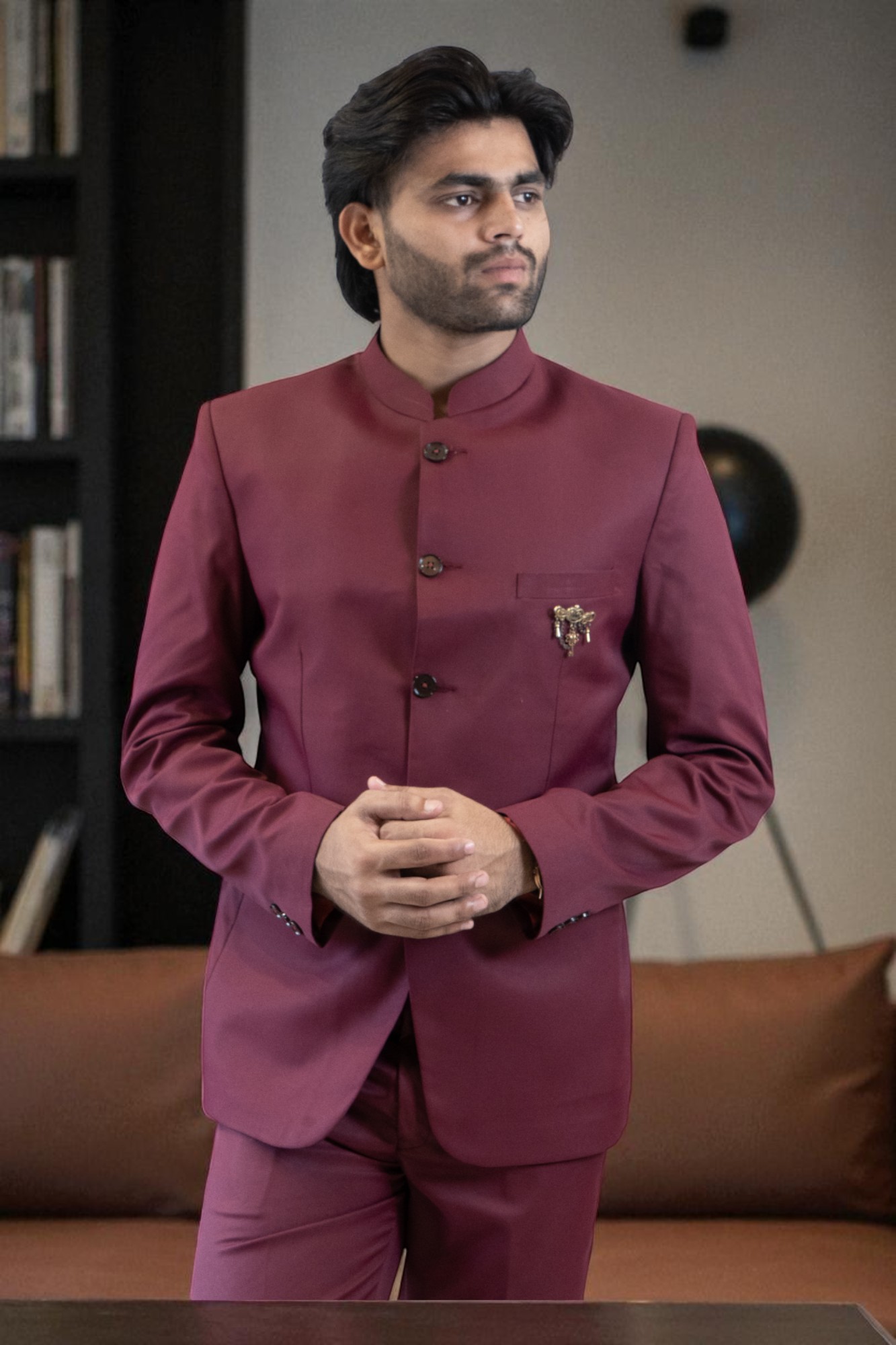 Mahroon Jodhpuri Suit