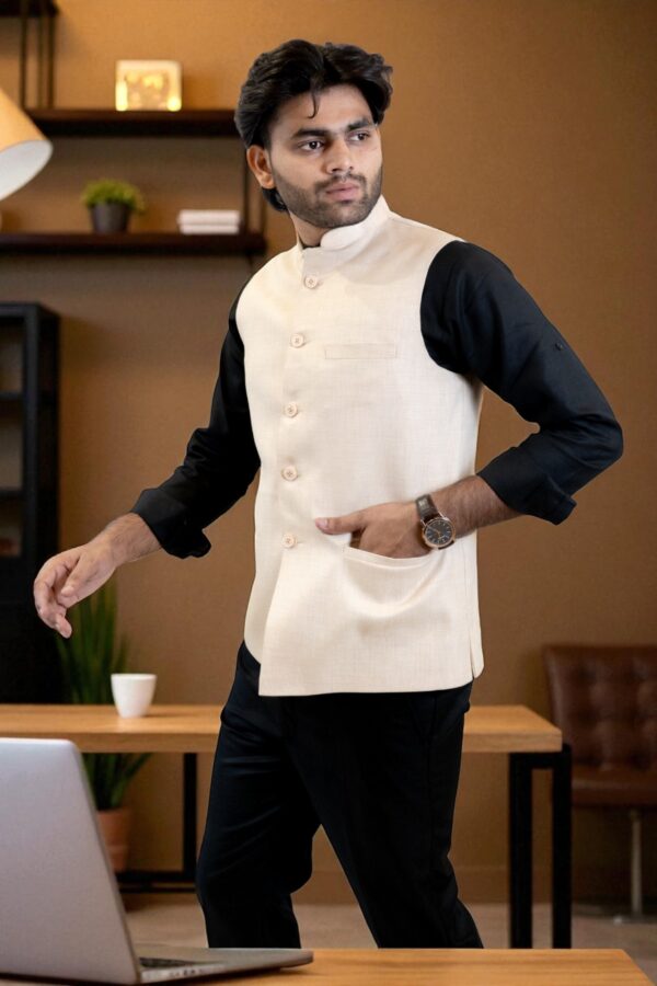 Festive Nehru Jacket for men with mandarin collar design - Image 3