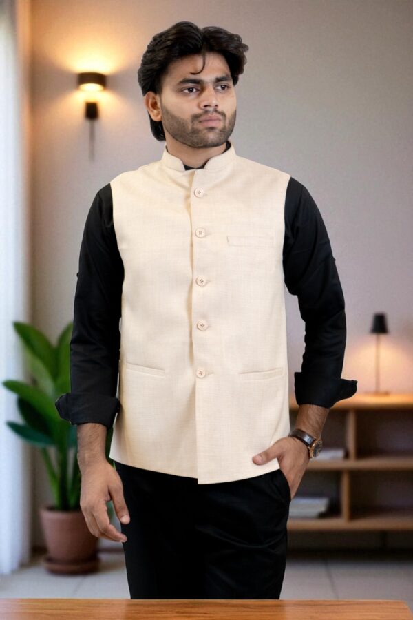 Festive Nehru Jacket for men with mandarin collar design - Image 2