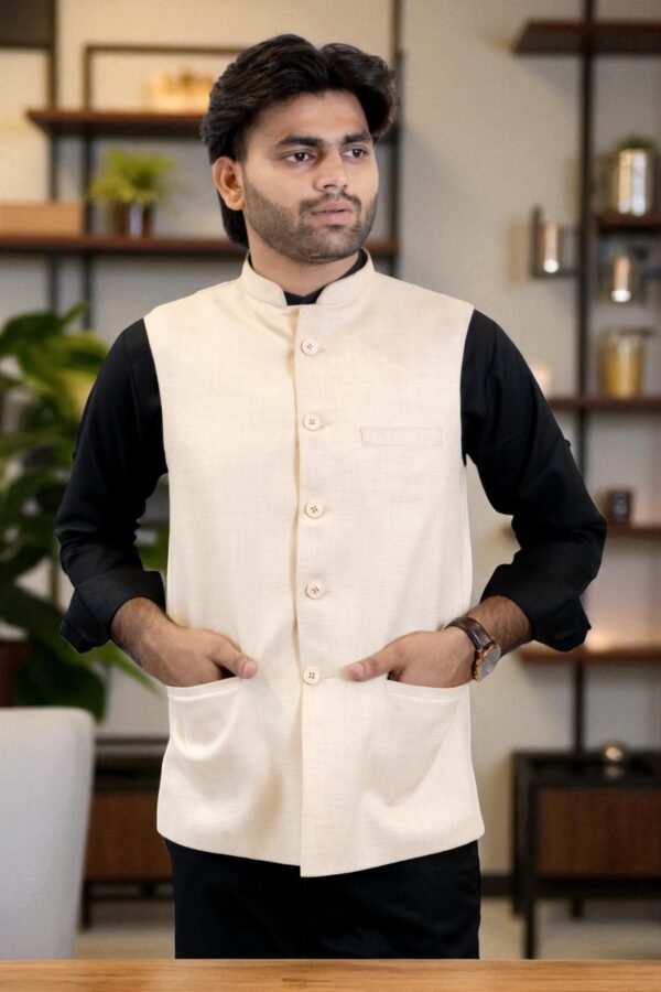 Festive Nehru Jacket for men with mandarin collar design - Image 4
