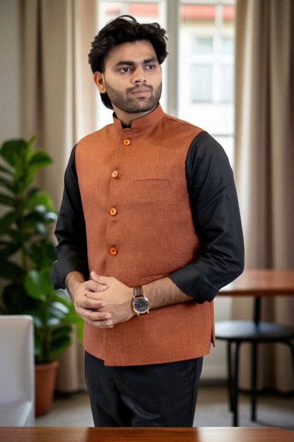 Brown Nehru Jacket for men - Image 4