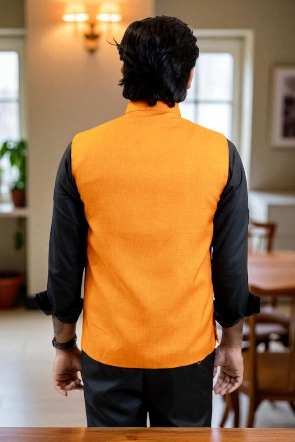 Amber Nehru Jacket for men made with linen-cotton fabric - Image 4
