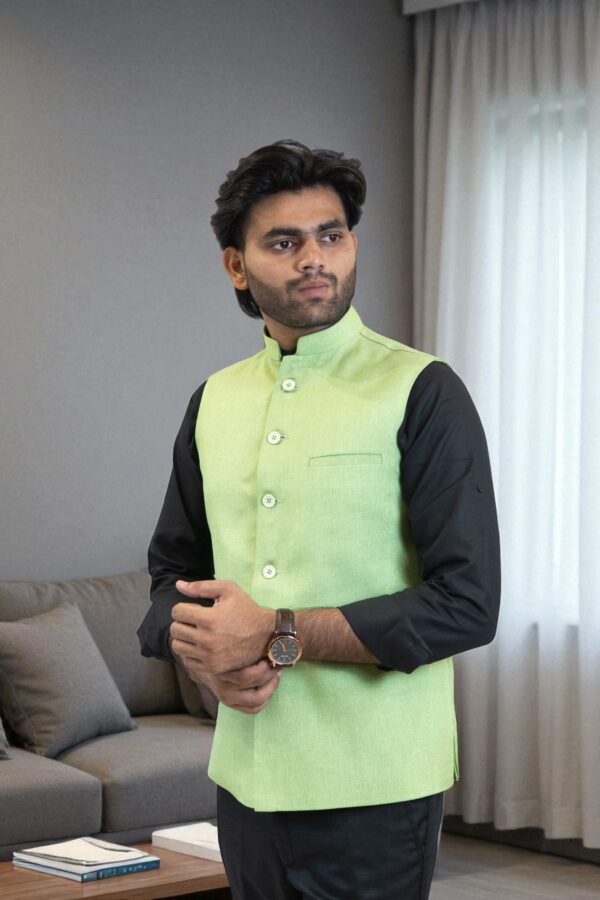 Light Green Nehru Jacket - Image 2