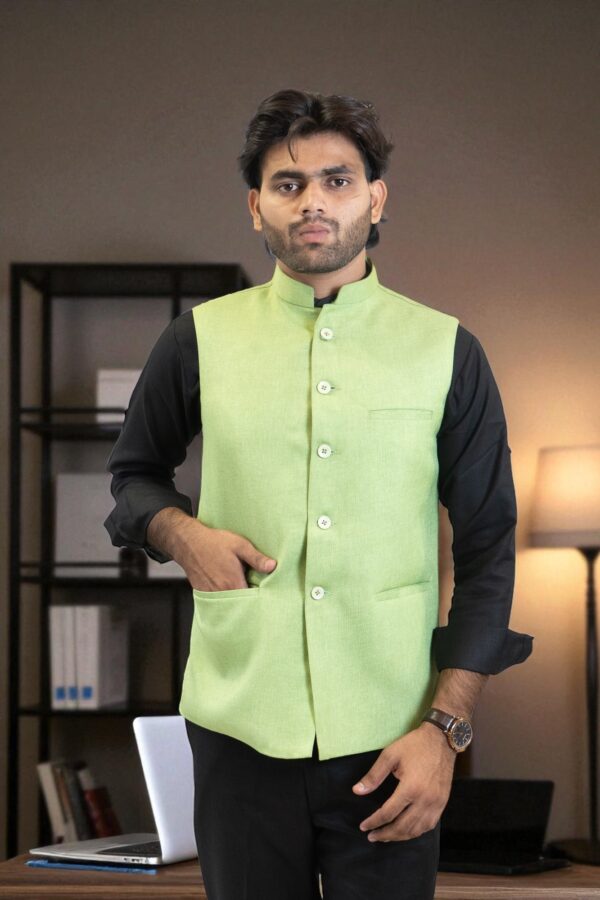 Light Green Nehru Jacket - Image 6
