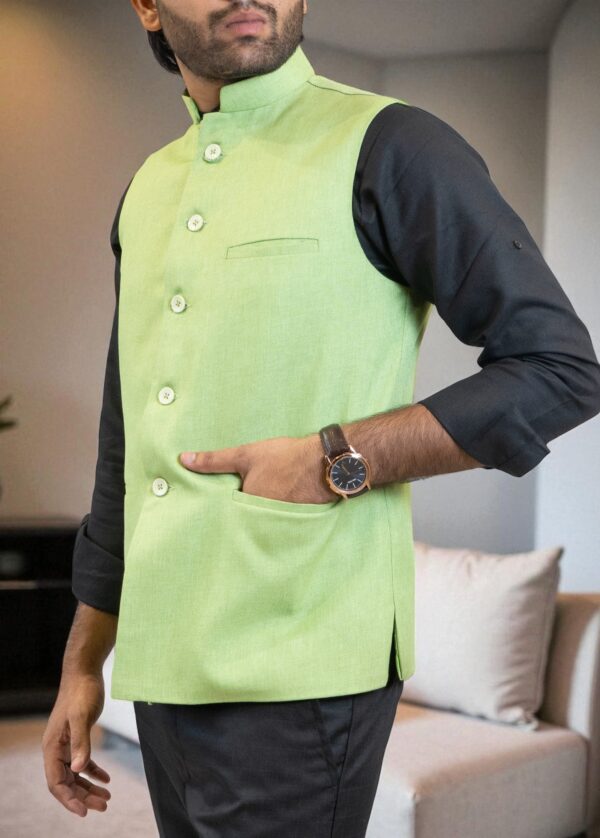 Light Green Nehru Jacket - Image 5