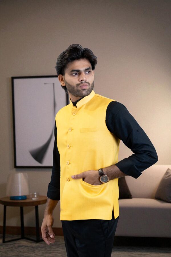 Yellow Nehru Jacket - Image 2
