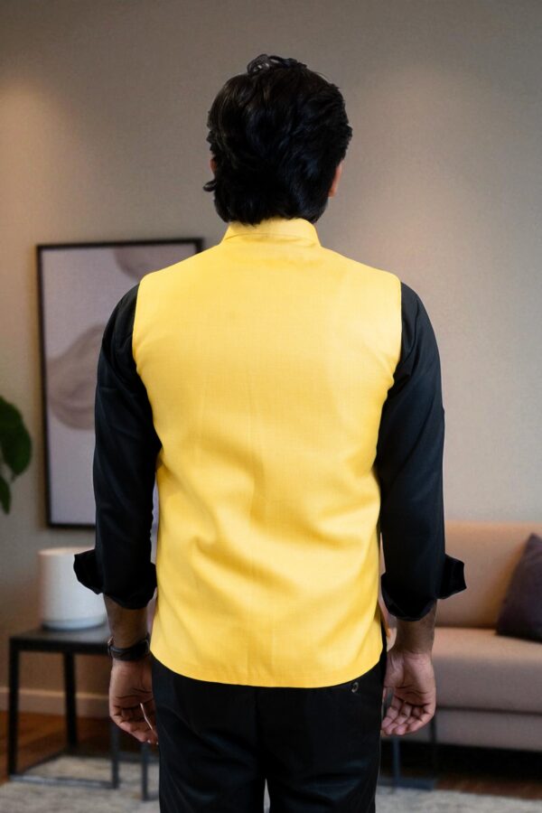 Yellow Nehru Jacket - Image 3