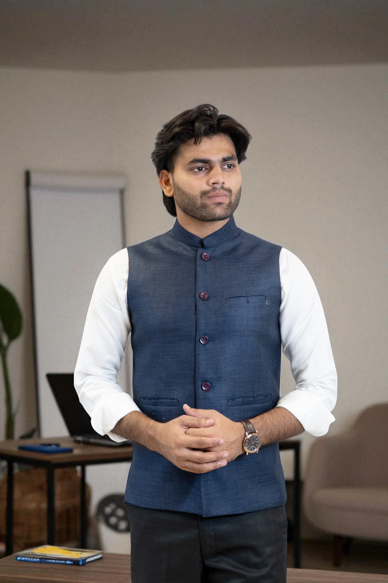 Navy Blue Nehru Jacket