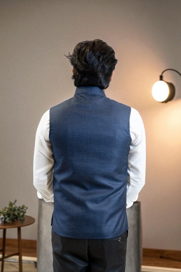 Navy Blue Nehru Jacket - Image 5