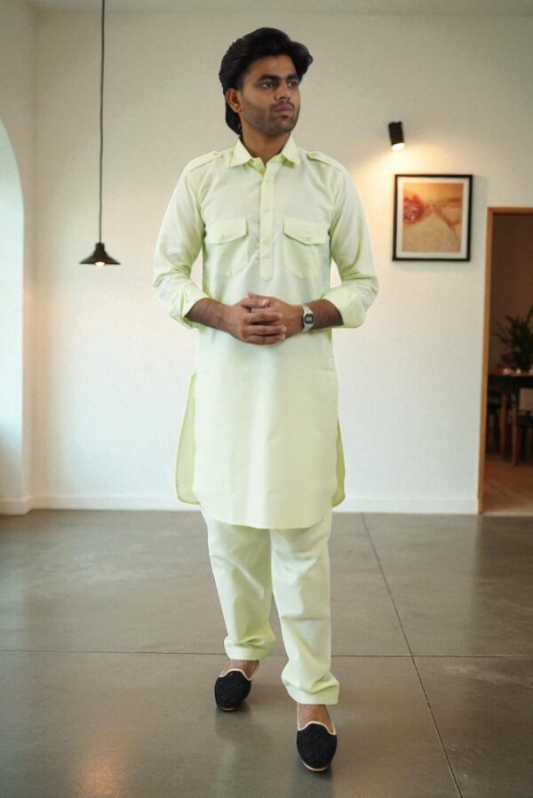 Pathani Kurta Pajama Set Festive Wear (100% Cotton, Men): - Image 2