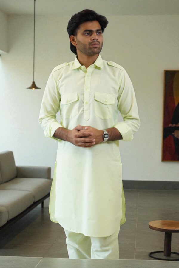 Pathani Kurta Pajama Set Festive Wear (100% Cotton, Men): - Image 3