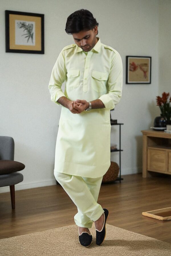 Pathani Kurta Pajama Set Festive Wear (100% Cotton, Men): - Image 4