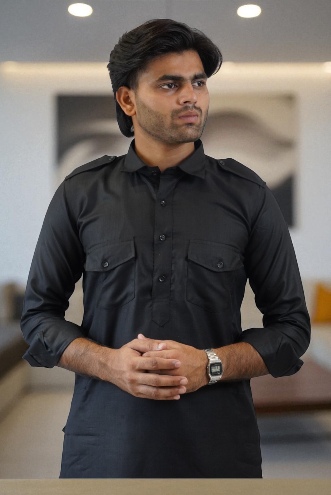 Black Pathani Suit for Men,