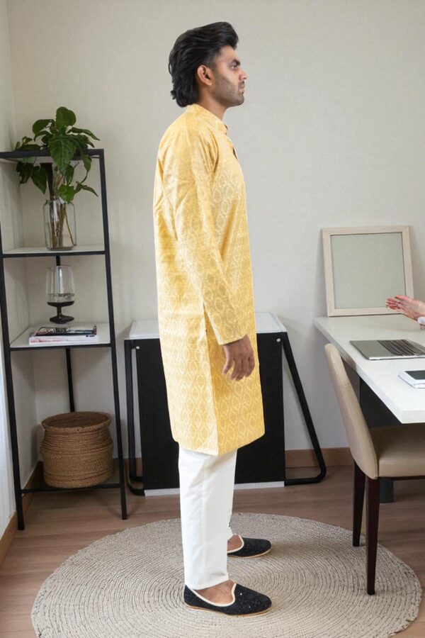 Golden beautiful silk kurta pajama - Image 4