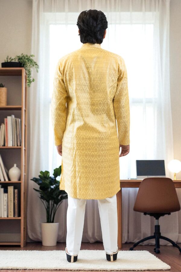 Golden beautiful silk kurta pajama - Image 5