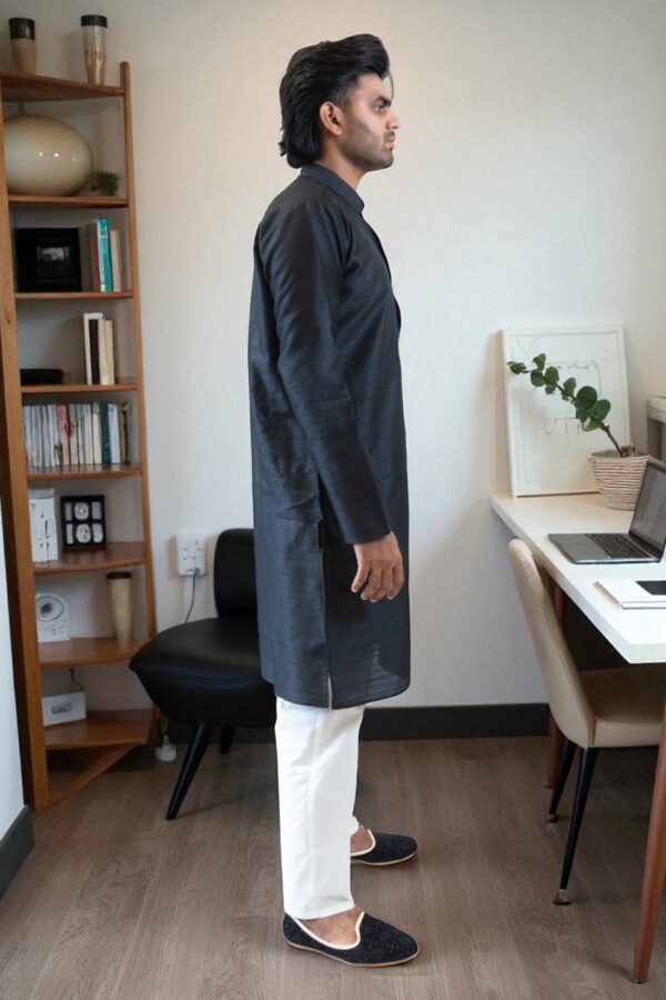 black Banarasi silk kurta pajama - Image 2