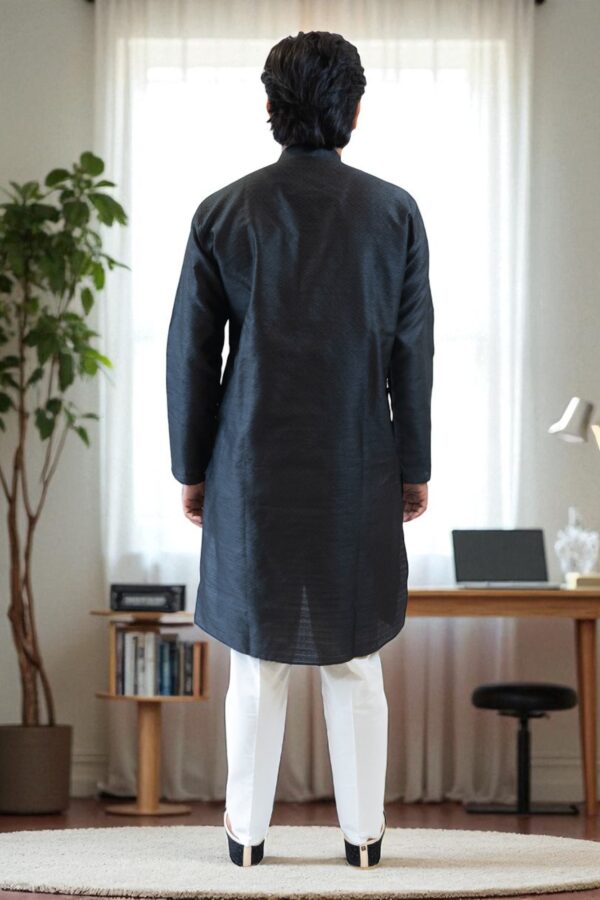 black Banarasi silk kurta pajama - Image 3