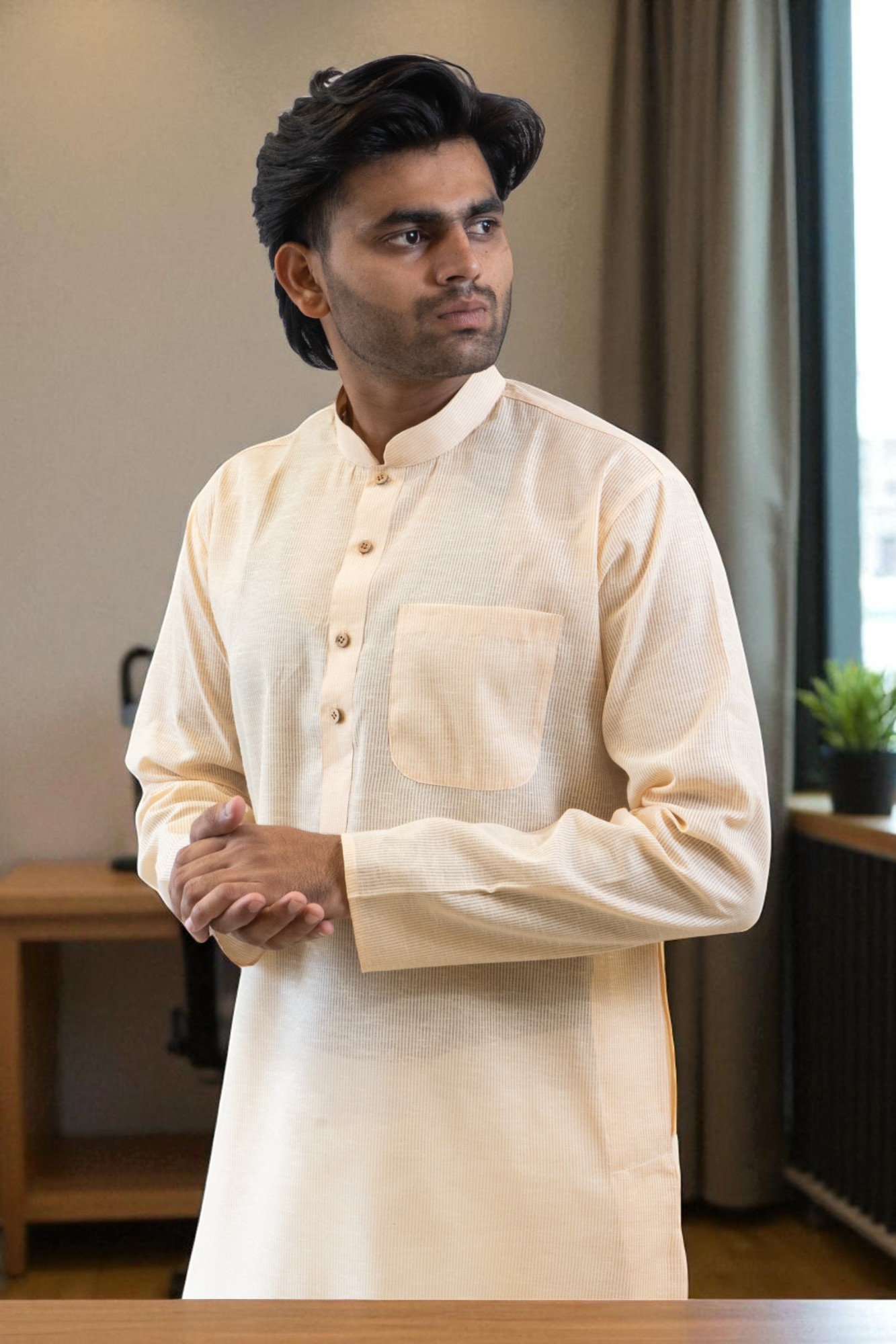 Peace Color Khadi Kurta Pajama for Men