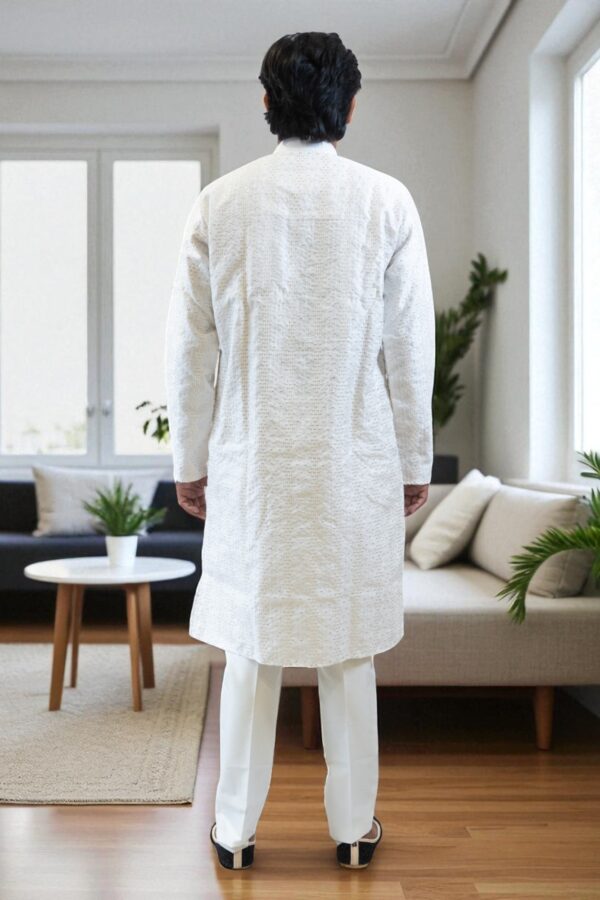 off white sequin kurta pajama set - Image 5