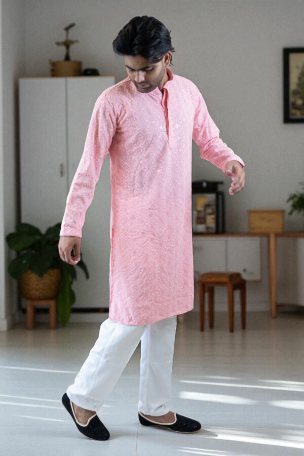 Pink Sequin Kurta Pajama - Image 6