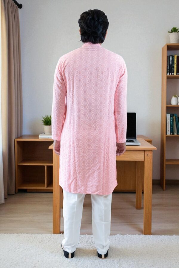 Pink Sequin Kurta Pajama - Image 5