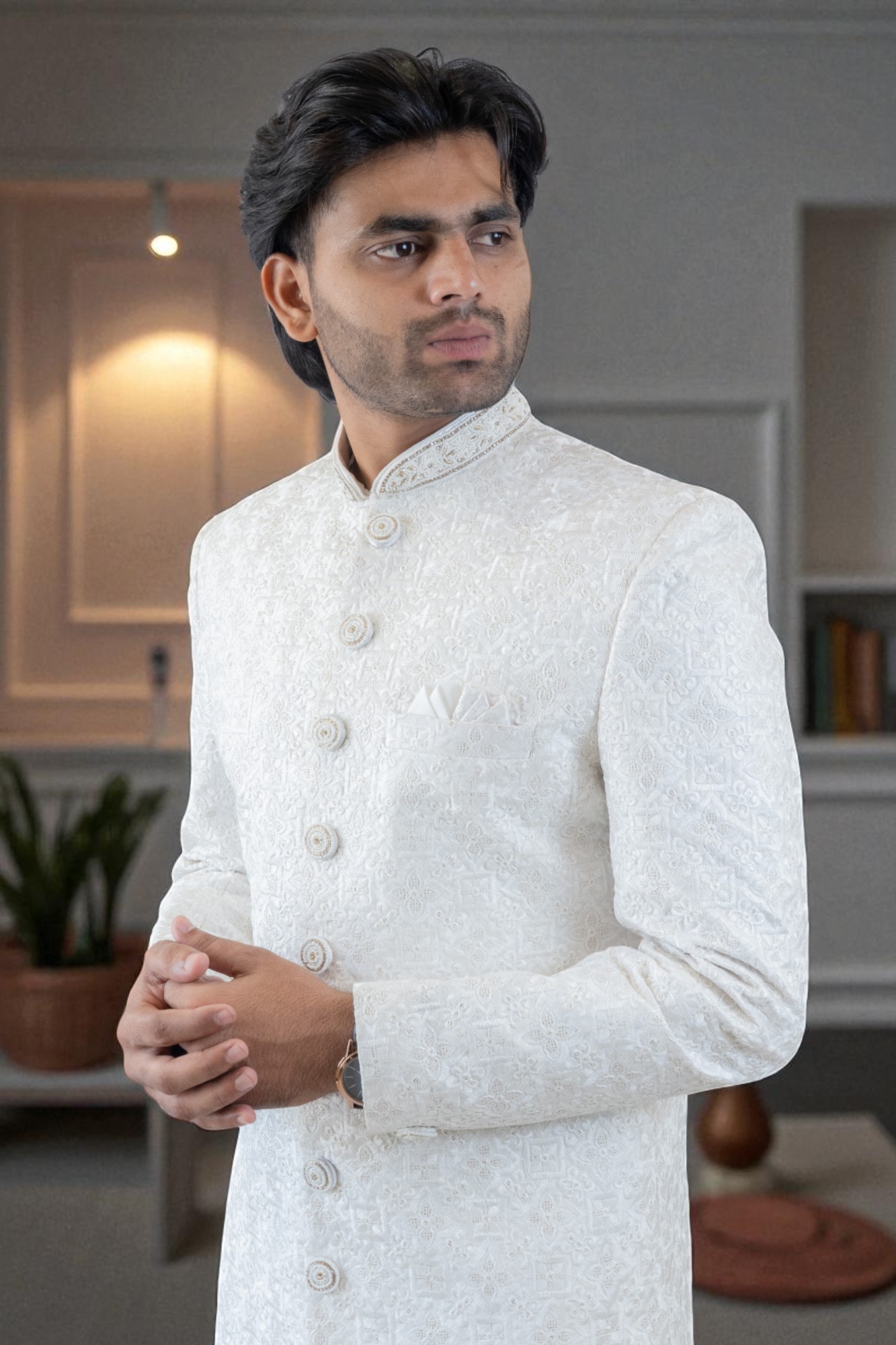 off-white sherwani for men