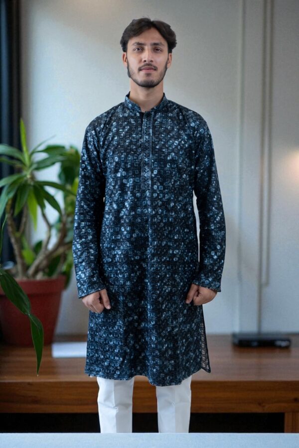 Designer Kurta Pajama with Multi-Color Thread Embroidery – Festival & Occasion Wear - Image 4