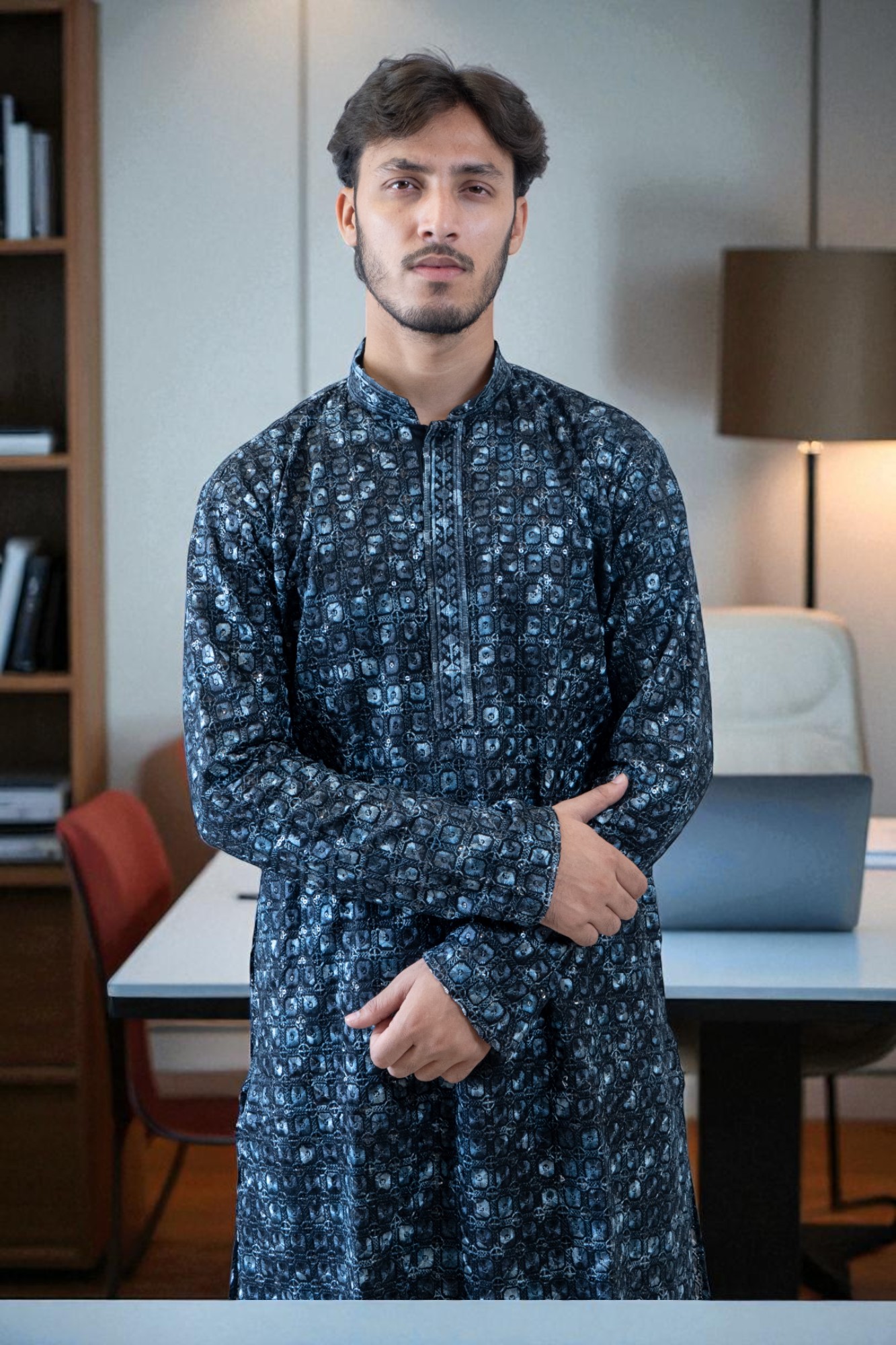 Designer Kurta Pajama with Multi-Color Thread Embroidery – Festival & Occasion Wear