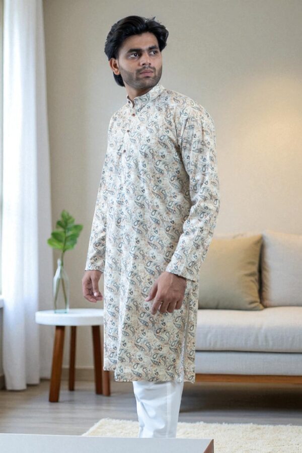Wedding Special Cotton Printed Kurta Pajama for Men - Image 2